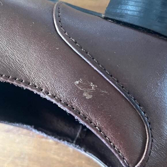 Thom McAn Brown Leather Slip-on Booties Chunky Heels Women's Size 10 W - Picture 4 of 11